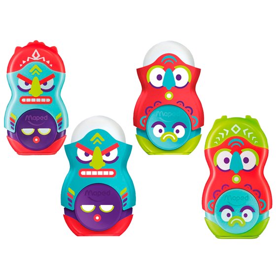 Sacapuntas Maped Plastico Loopy Totem 1 Uso Con Goma Colores Surtidos Decorado