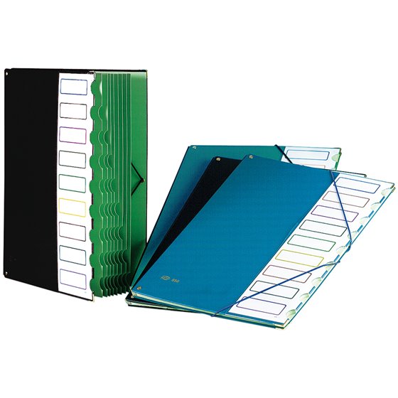 Carpeta Clasificador Tapa De Plastico Pardo Folio -9 Departamentos Negro