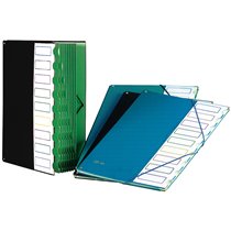 Carpeta Clasificador Tapa De Plastico Pardo Folio -9 Departamentos Negro