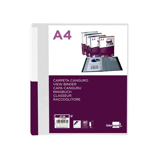 Carpeta Liderpapel 80 Fundas Canguro Pp Din A4 Transparente Portada Y Lomo Personalizable