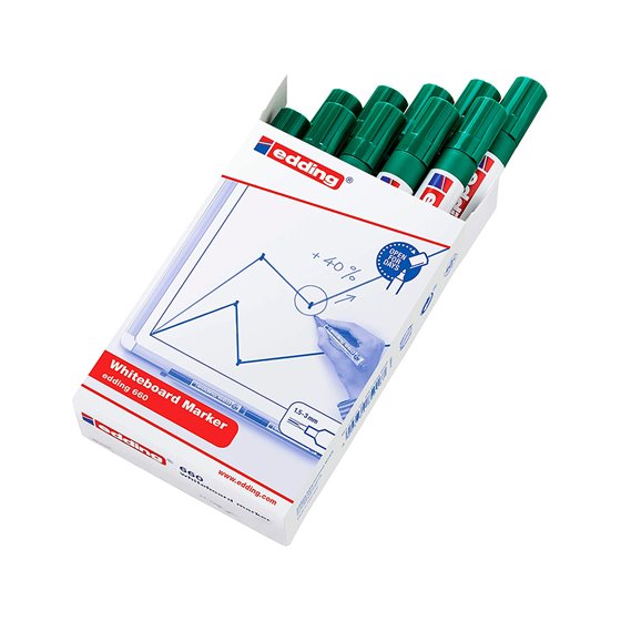 Rotulador Edding Para Pizarra Blanca 660 Color Verde Punta Redonda 1,5-3 Mm