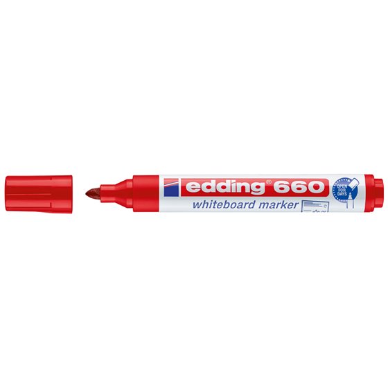 Rotulador Edding Para Pizarra Blanca 660 Color Rojo Punta Redonda 1,5-3 Mm
