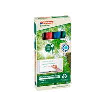 Rotulador Edding 28 Para Pizarra Blanca Ecoline 90% Reciclado Bolsa 4 Colores Surtidos Punta Redonda 1,5-3