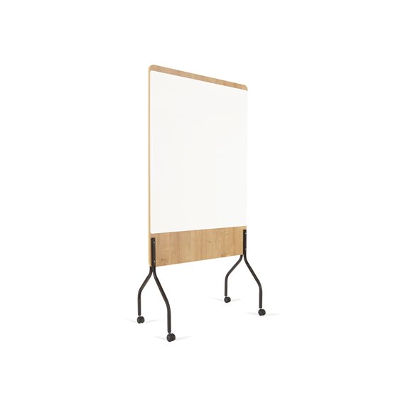 Pizarra Blanca Rocada Doble Cara Lacada Magnetica Tablero Melamina Roble Base Con 4 Ruedas 92X125 Cm