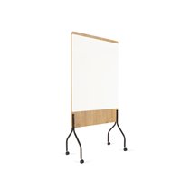 Pizarra Blanca Rocada Doble Cara Lacada Magnetica Tablero Melamina Roble Base Con 4 Ruedas 92X125 Cm