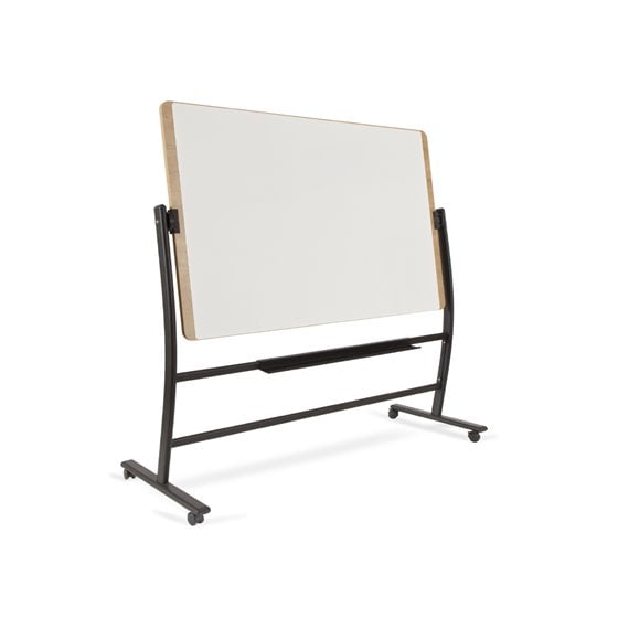 Pizarra Blanca Rocada Lacada Magnetica Marco Aluminio Doblecara Volteable Curve Con Ruedas 100X150 Cm