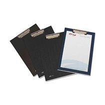 Portanotas Pardo Carton Forrado Pvc Folio Con Pinza Metalica Negro