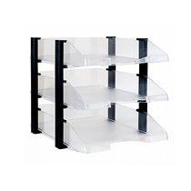 Bandeja Sobremesa Archivo 2000 Plastico Transparente Con Elevadores Negro Conjunto De 3 Bandejas 280X285X350 Mm