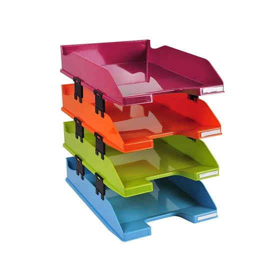Bandeja Sobremesa Exacompta Plastico Arlequin Set De 4 Unidades Colores Surtidos 346X254X243 Mm