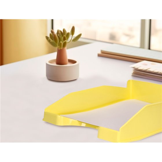 Bandeja Sobremesa Plastico Q-Connect Amarillo Pastel Opaco 240X70X340Mm
