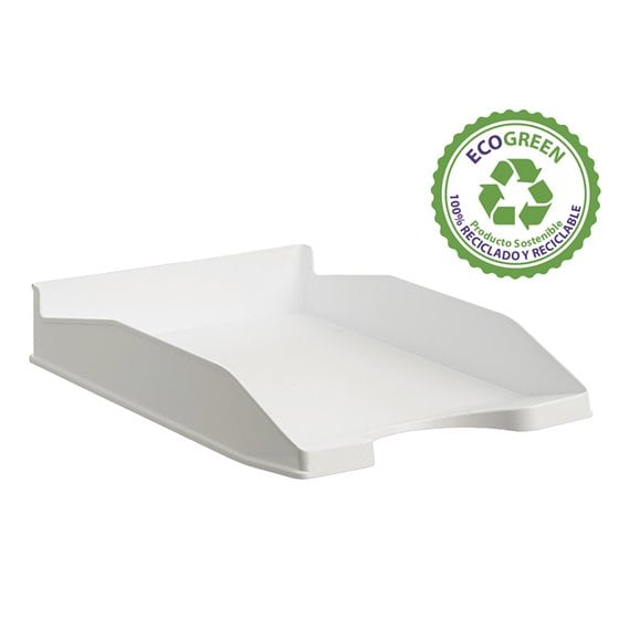Bandeja Sobremesa Archivo 2000 Ecogreen Plastico 100% Reciclado Apilable Formatos Din A4 Y Folio Color Blanco