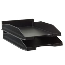 Bandeja Sobremesa Archivo 2000 Antimicrobiana Sanitized Plastico Negro Apilable 3 Posiciones Para Formatos Din