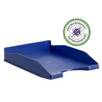 Bandeja Sobremesa Archivo 2000 Antimicrobiana Sanitized Plastico Azul Apilable 3 Posiciones Para Formatos Din