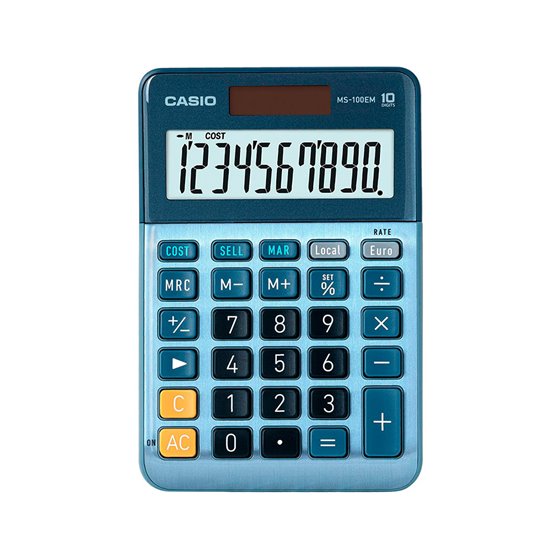Calculadora Casio Ms-100Em Sobremesa 10 Digitos Tx +/- Tecla Color Azul