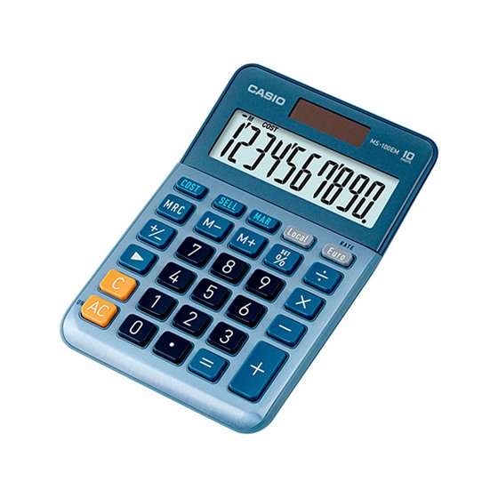 Calculadora Casio Ms-100Em Sobremesa 10 Digitos Tx +/- Tecla Color Azul