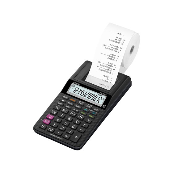 Calculadora Casio Impresora Pantalla Lc Papel 58Mm Hr-8Rce12 Digitos Ac/Dc Pilas Color Negro