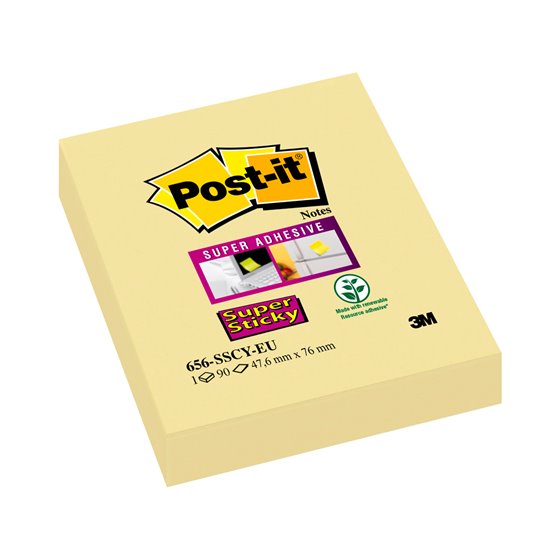 Bloc De Notas Adhesivas Quita Y Pon Post-It Super Sticky 51X78 Mm Con 90 Hojas 565 Amarillo Canario