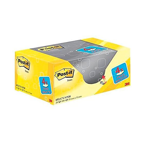 Bloc De Notas Adhesivas Quita Y Pon Post-It Amarillo Canario 76X127 Mm Pack Promocional 16+4 Gratis