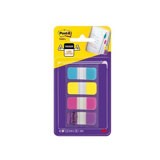 Banderitas Separadoras Rigidas Dispensador 4 Colores Amarillo Azul Rosa Y Violeta Post-It Index 676-Aypv-Eu