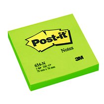 Bloc De Notas Adhesivas Quita Y Pon Post-It 76X76 Mm Verde Neon Con 100 Hojas