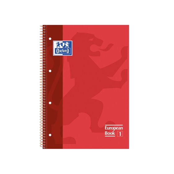 Bloc Espiral Oxford Tapa Extradura Microperforado Din A4 80 Hojas Cuadros 5Mm Color Rojo