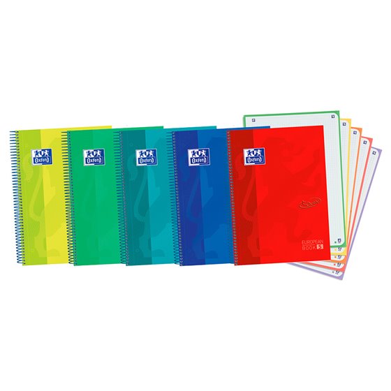 Cuaderno Espiral Oxford Ebook 5 Tapa Extradura Din A4+ 120 H Microperforadas Cuadro 5 Mm Colores Vivos Surtidos