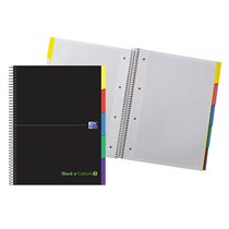 Cuaderno Espiral Oxford Ebook 5 Tapa Extradura Din A4+ 100 H Con Separadores Cuadricula 5 Mm Black'N Colors Verde