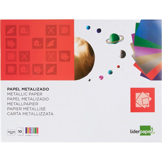 Bloc Trabajos Manuales Liderpapel Papel Metalizado 240X315 Mm 10 Hojas Colores Surtidos