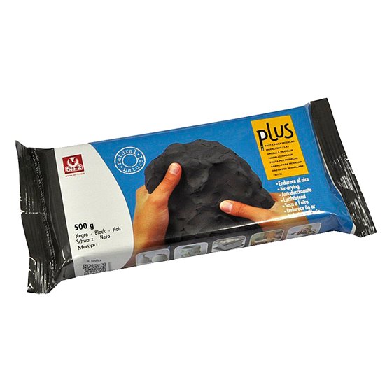 Arcilla Sio-2 Plus Negra Endurece Al Aire Paquete De 500 Gr