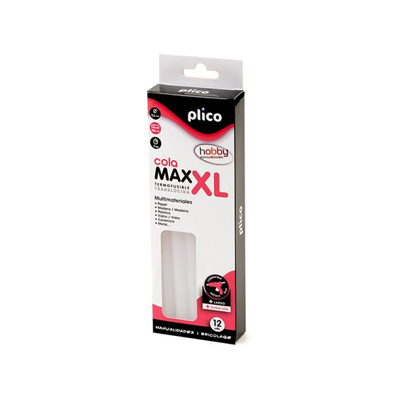 Barra Termofusible Plico Cola Max Xl Baja Temperatura 11,5 Mm De Diametro X 200 Mm De Alto Blister De 12 Unidades