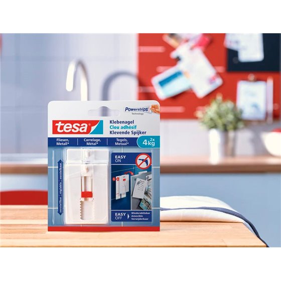 Clavo Autoadhesivo Tesa Sujecion Hasta 4 Kg Uso Azulejos Removible Blister De 2 Unidades