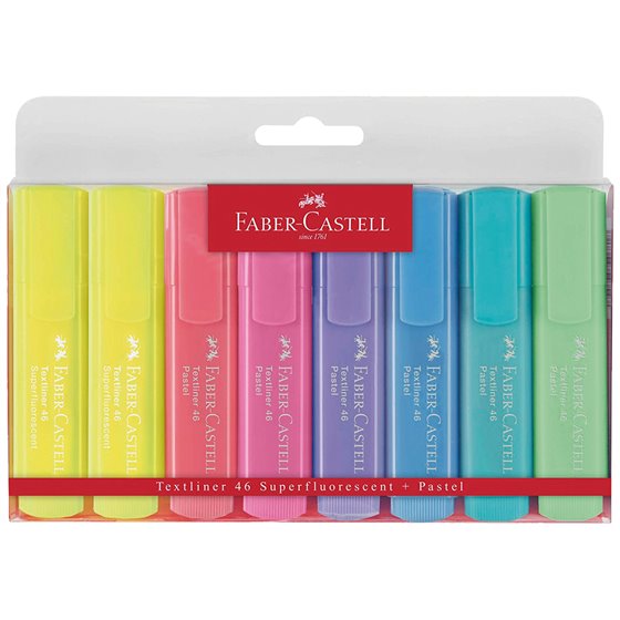Rotulador Faber Fluorescente 1546 Color Pastel Estuche 8 Unidades Surtidas