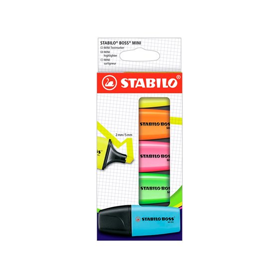 Rotulador Stabilo Boss Mini Estuche De 5 Unidades Amarillo /Azul/Naranja/Rosa/Verde