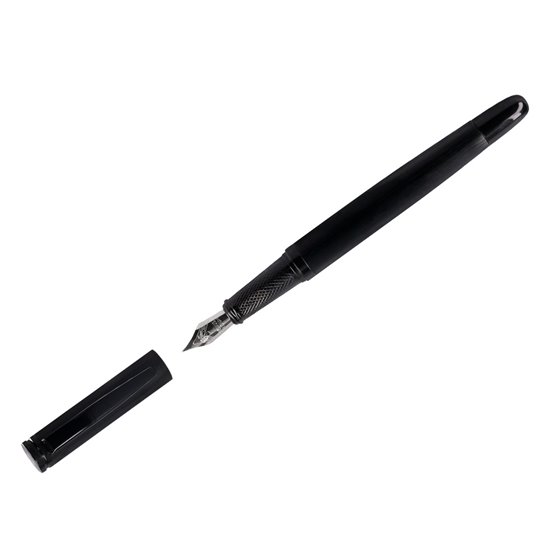 Pluma Y Frasco De Tinta Belius Origen 1995 Aluminio Textura Cepillada Color Negro Tinta Negra Caja Diseño