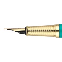 Pluma Belius Soiree Aluminio Color Art Deco Turquesa Y Dorado Tinta Azul Caja De Diseño