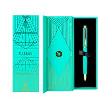 Pluma Belius Soiree Aluminio Color Art Deco Turquesa Y Dorado Tinta Azul Caja De Diseño