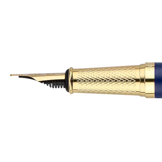 Pluma Belius Soiree Aluminio Color Art Deco Azul Marino Y Dorado Tinta Azul Caja De Diseño