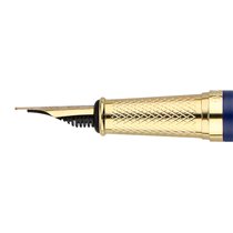 Pluma Belius Soiree Aluminio Color Art Deco Azul Marino Y Dorado Tinta Azul Caja De Diseño