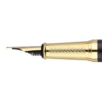 Pluma Belius Soiree Aluminio Color Art Deco Negro Y Dorado Tinta Azul Caja De Diseño