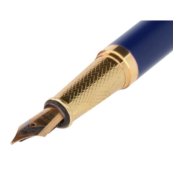 Pluma Y Estuche Belius Soiree Color Art Deco Azul Marino Y Dorado Tinta Azul Caja De Diseño
