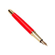 Pluma Belius Passion Dor Aluminio Textura Cepillada Color Rojo Y Dorado Tinta Azul Caja De Diseño