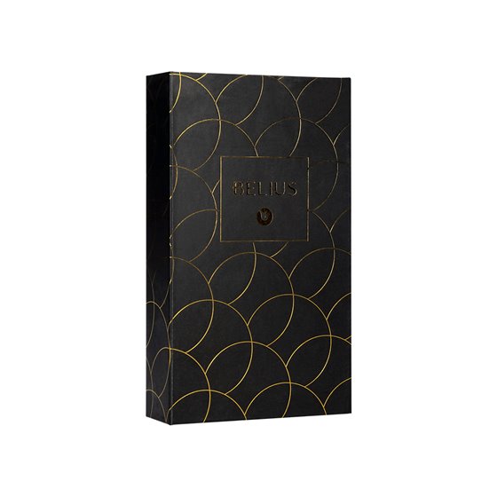 Pluma Y Estuche Cuero Belius Passion Dor Aluminio Textura Cepillada Color Negro Y Dorado Tinta Azul Caja Diseño