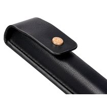 Pluma Y Estuche Cuero Belius Passion Dor Aluminio Textura Cepillada Color Negro Y Dorado Tinta Azul Caja Diseño