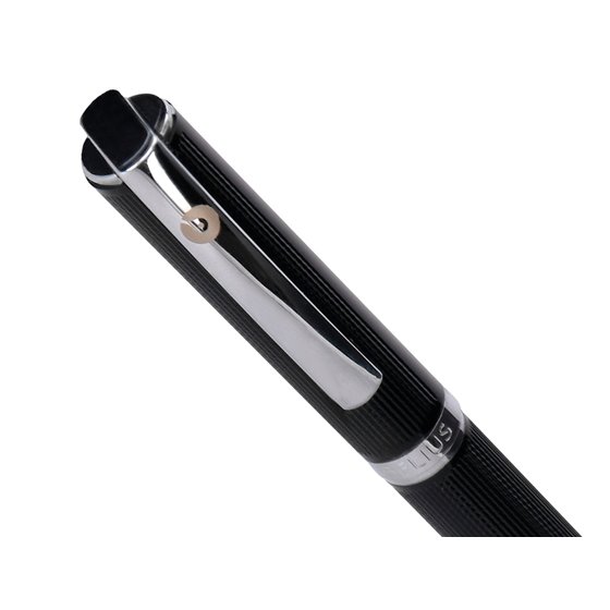 Roller Y Estuche Belius Turbo Aluminio Textura Punteada Negro Plateado Tinta Azul Caja De Diseño