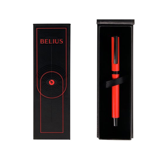 Roller Belius Turbo Aluminio Color Rojo Y Negro Tinta Azul Caja De Diseño