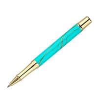 Roller Belius Aqua Aluminio Color Turquesa Y Dorado Tinta Negra Caja De Diseño