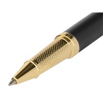 Boligrafo Belius Soiree Aluminio Color Art Deco Negro Y Dorado Tinta Azul Caja De Diseño