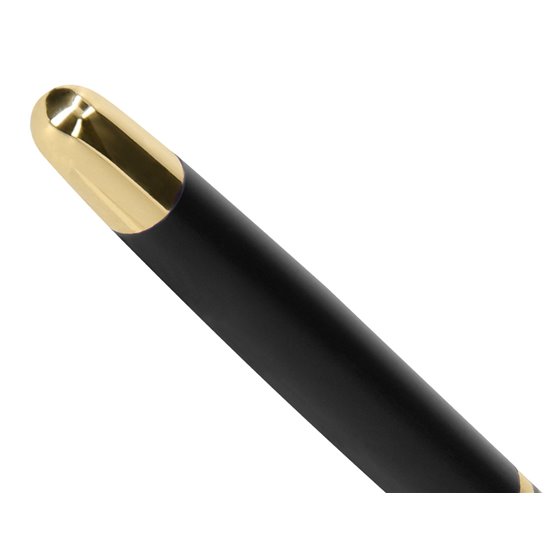 Boligrafo Belius Soiree Aluminio Color Art Deco Negro Y Dorado Tinta Azul Caja De Diseño