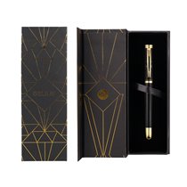 Boligrafo Belius Soiree Aluminio Color Art Deco Negro Y Dorado Tinta Azul Caja De Diseño