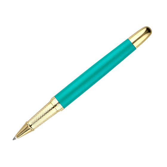 Boligrafo Y Estuche Belius Soiree Color Art Deco Turquesa Y Dorado Tinta Azul Caja De Diseño